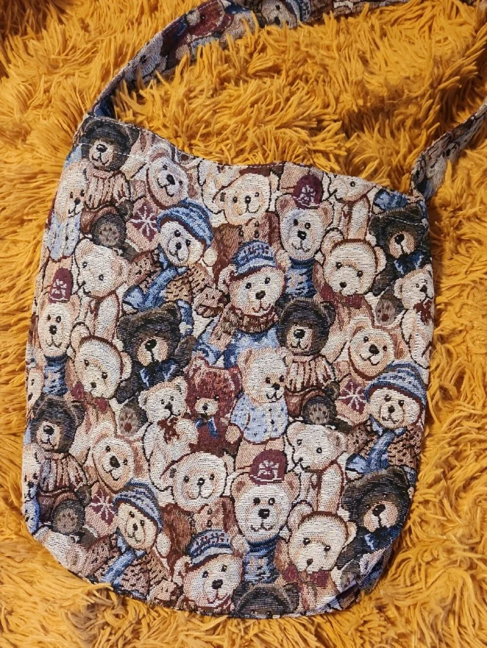 Teddy Bear Pattern Tapestry Tote Bag FINAL PRICE